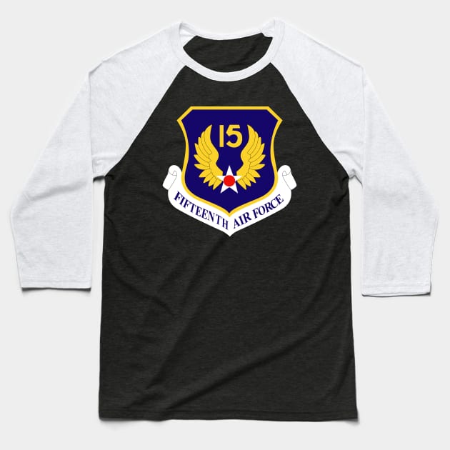 USAF - 15th Air Force Shield Baseball T-Shirt by twix123844